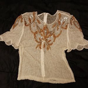 Beaded Ivory Top